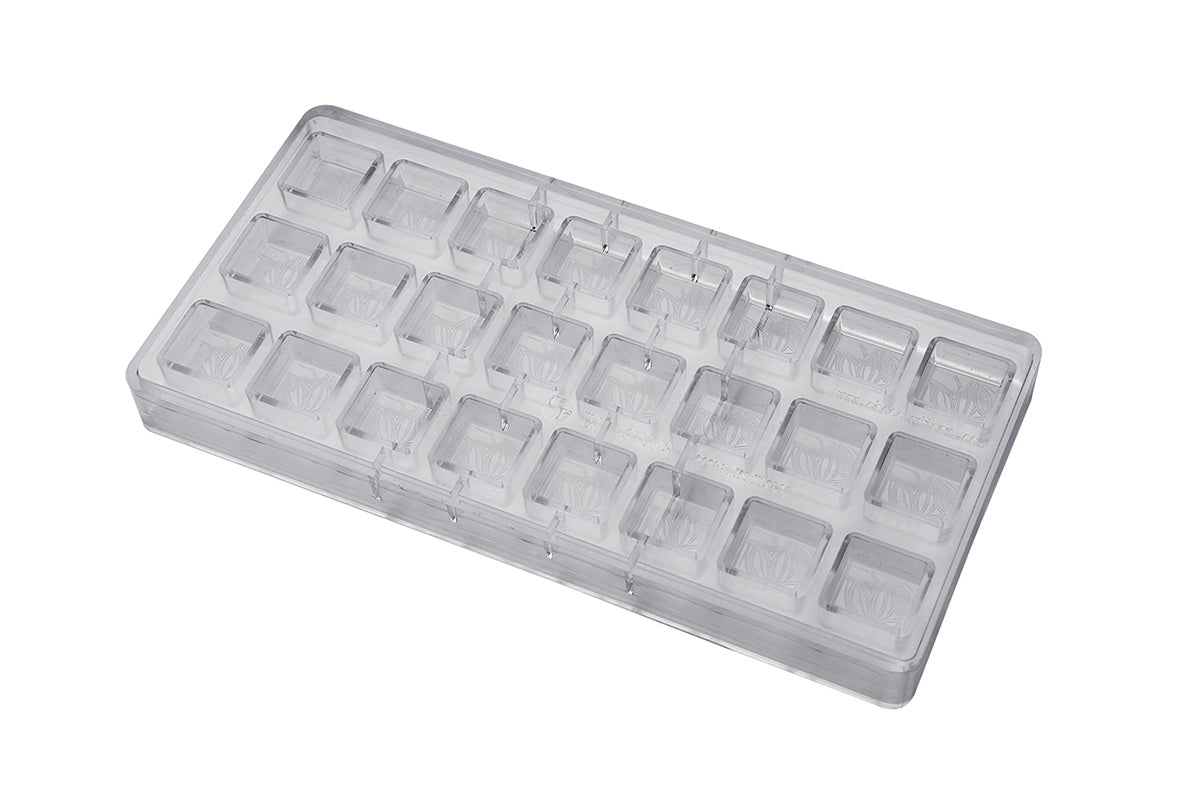 CF0203 - Chocolat Form - Praline Square Cocoa Bean Polycarbonate Mould