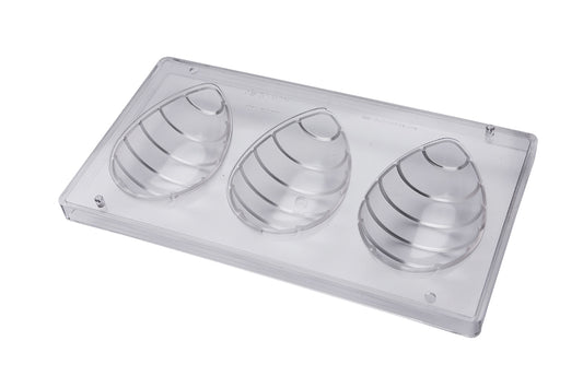 CF0716 - Chocolat Form - Egg 135 X 95 mm Striped Polycarbonate Mould