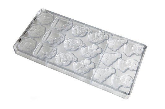 CW1406 - Chocolate World - Caraque Christmas Garnish Polycarbonate Mould