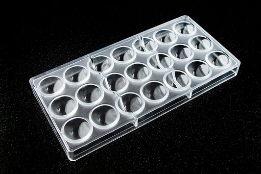CW1846 - Chocolate World - Half Sphere Flat Side Polycarbonate Mould