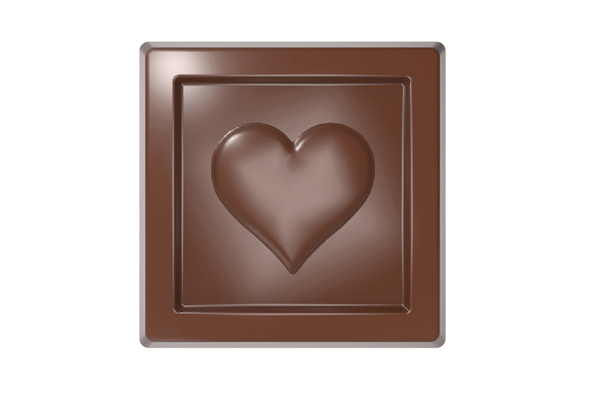 CW1959 - Chocolate World - Chocolate Caraque Heart Polycarbonate Mould