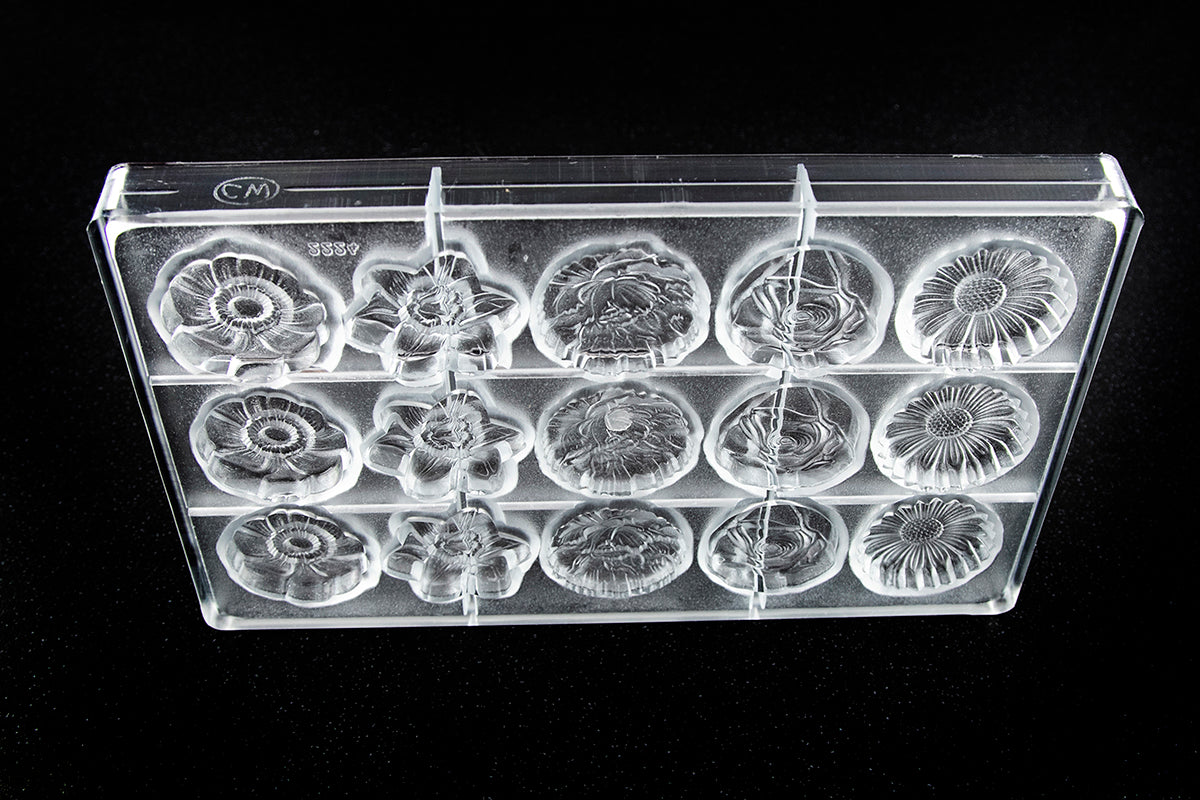 CW2224 - Chocolate World - 5 Fig Flower Caraque Polycarbonate Mould
