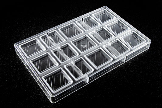 CW2356 - Chocolate World - Square With Lines Polycarbonate Mould