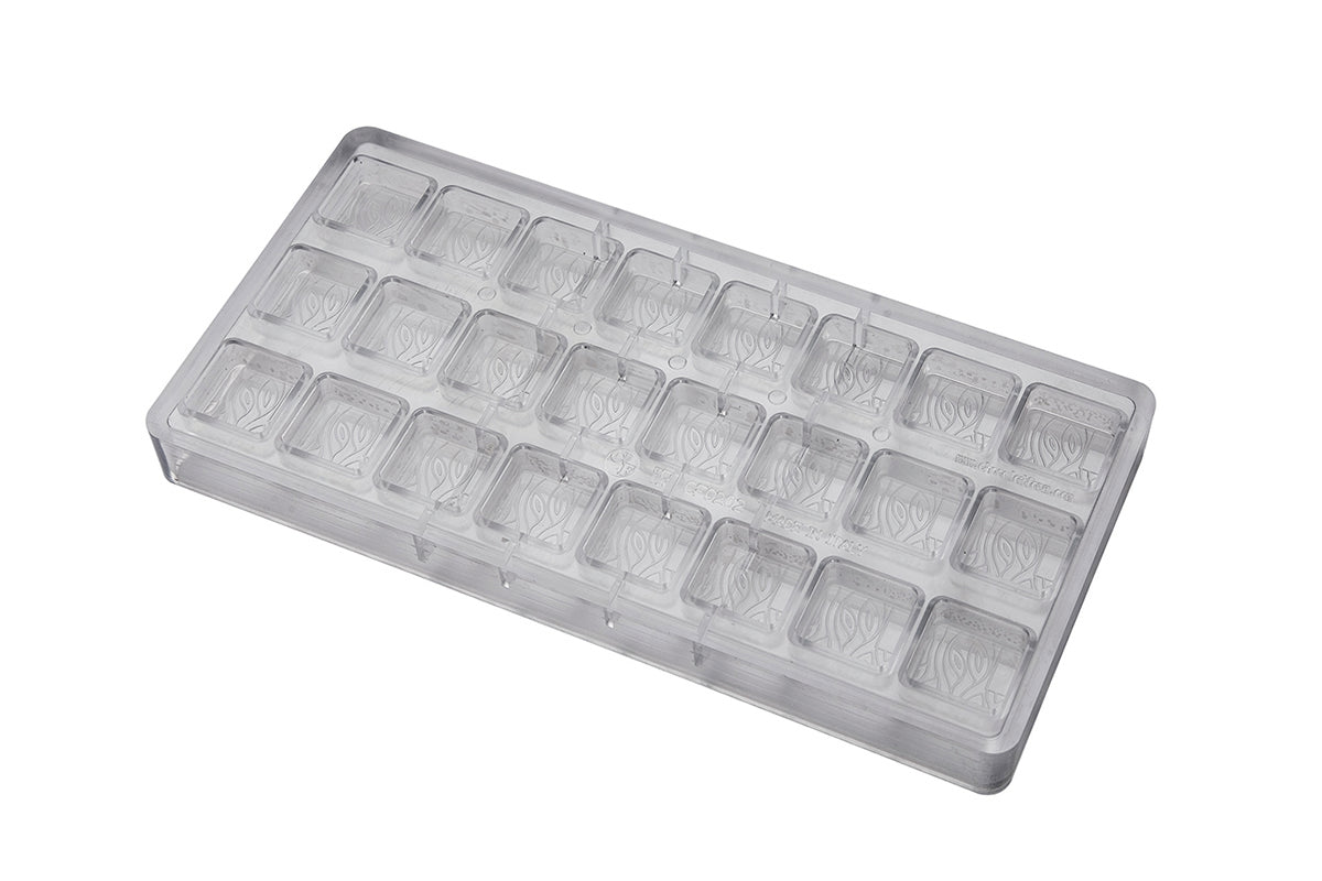 CF0202 - Chocolat Form - Praline Square Leaves Polycarbonate Mould