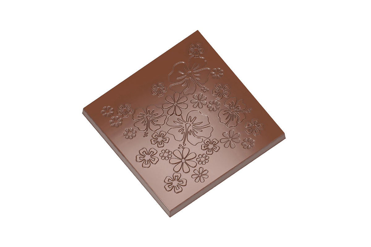 CF0225 - Chocolat Form - Chocolate Tablet Hibiscus Polycarbonate Mould
