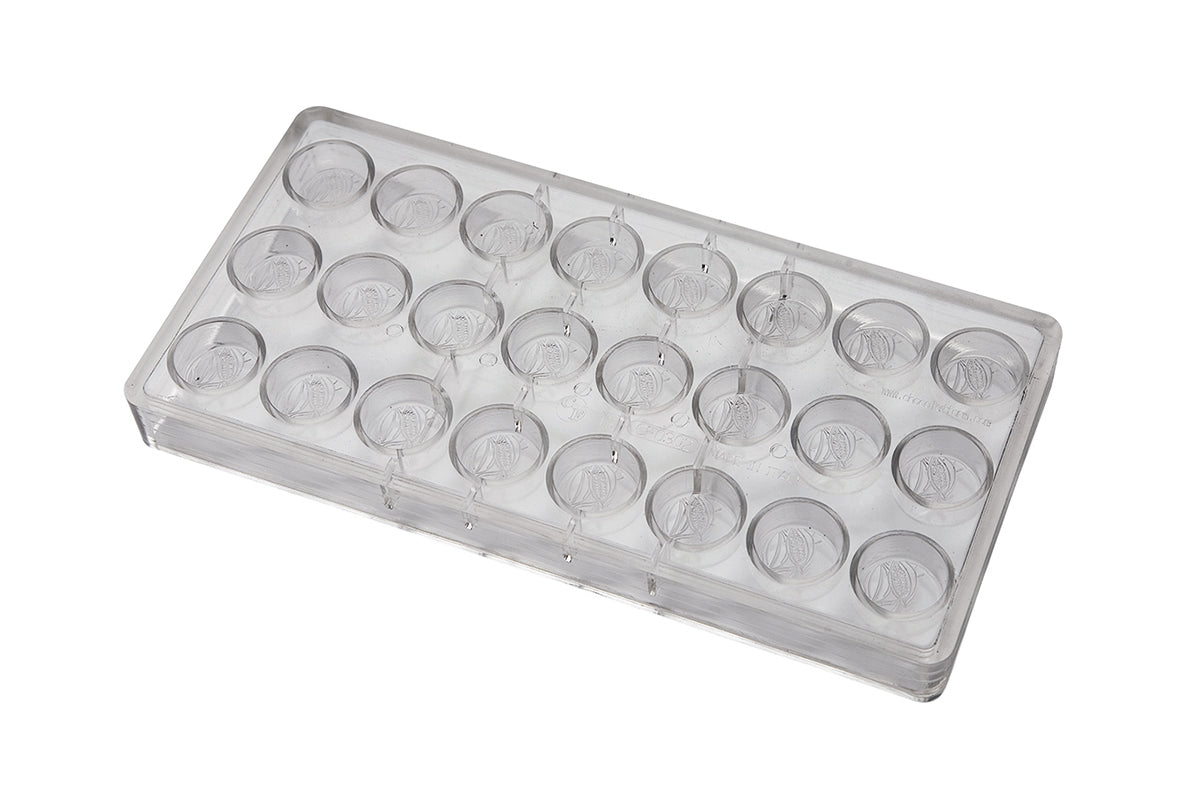 CF0302 - Chocolat Form - Praline Round Cocoa Bean Polycarbonate Mould