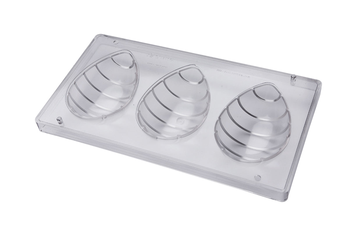 CF0716 - Chocolat Form - Egg 135 X 95 mm Striped Polycarbonate Mould