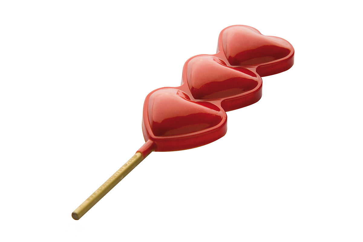 CF1103 - Chocolat Form - Stacked Heart Lollipop Polycarbonate Mould