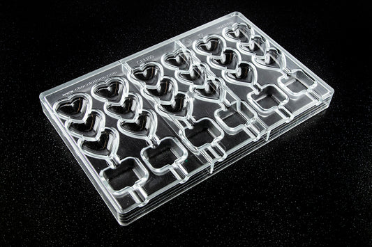 CF1103 - Chocolat Form - Stacked Heart Lollipop Polycarbonate Mould