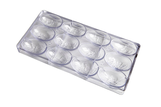 CW1040 - Chocolate World - Egg Olympia Small 12 Fig Polycarbonate Mould