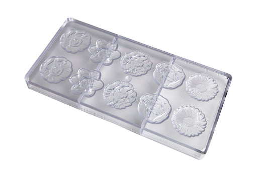 CW1048 - Chocolate World - Flower Caraque Round 5 Fig Polycarbonate Mould
