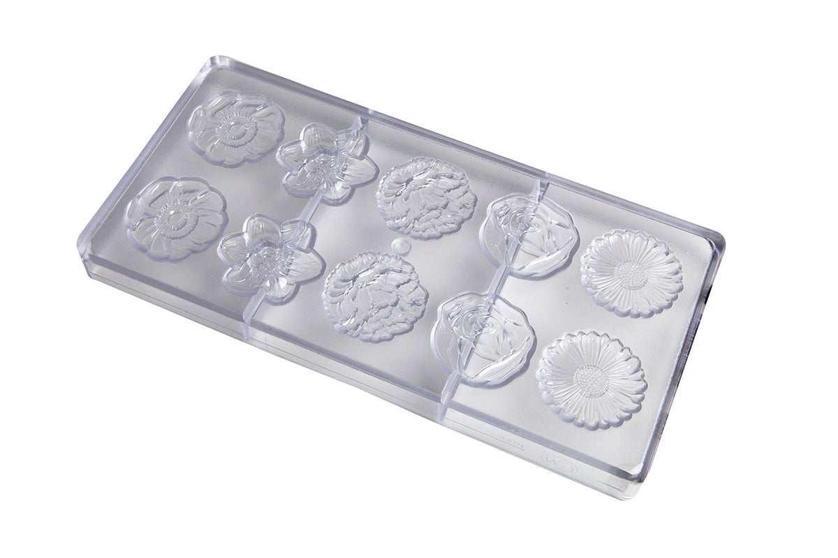 CW1048 - Chocolate World - Flower Caraque Round 5 Fig Polycarbonate Mould