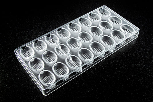 CW1135 - Chocolate World - Chocolate Oval Rib Polycarbonate Mould
