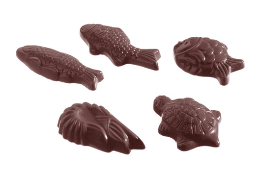 CW1170 - Chocolate World - Caraque Seafood 5 Figures Polycarbonate Mould