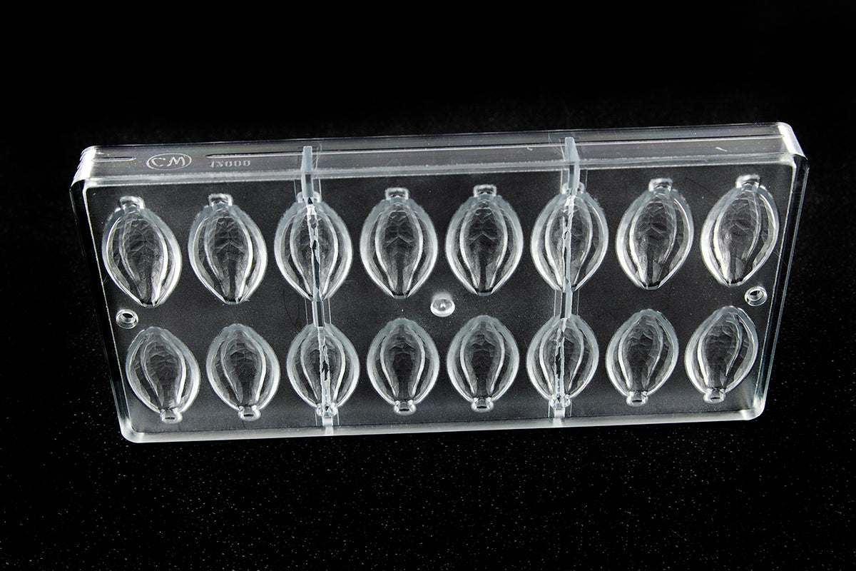 CW12000 - Chocolate World - Facet Cocoa Bean Polycarbonate Mould