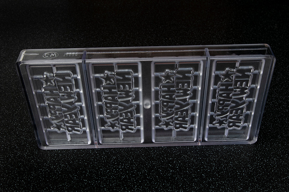 CW12026 - Chocolate World - "Happy New Year" Tablet Polycarbonate Mould