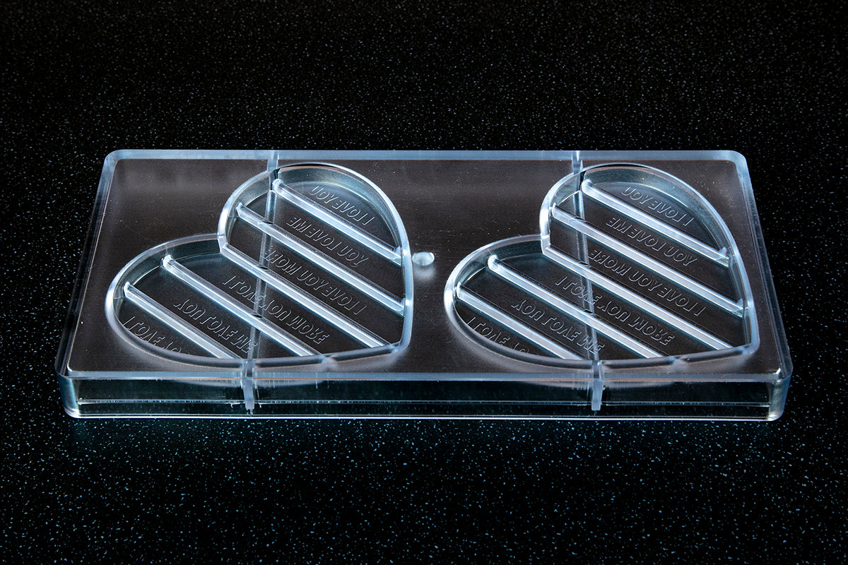 CW12044 - Chocolate World - Chocolate Heart Tablet Polycarbonate Mould