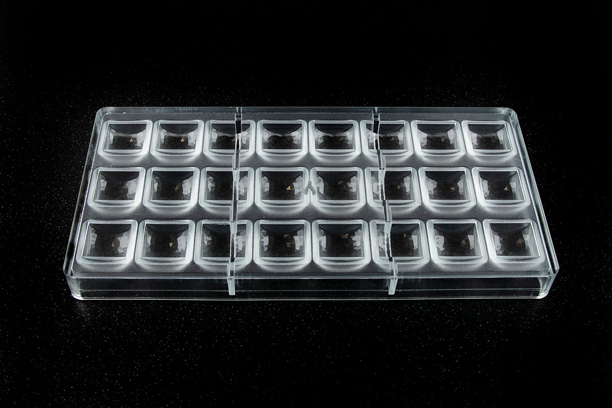 CW12062 - Chocolate World - Square Sphere Facet Polycarbonate Mould