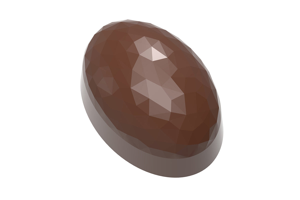 CW12064 - Chocolate World - Chocolate Oval Facet Polycarbonate Mould