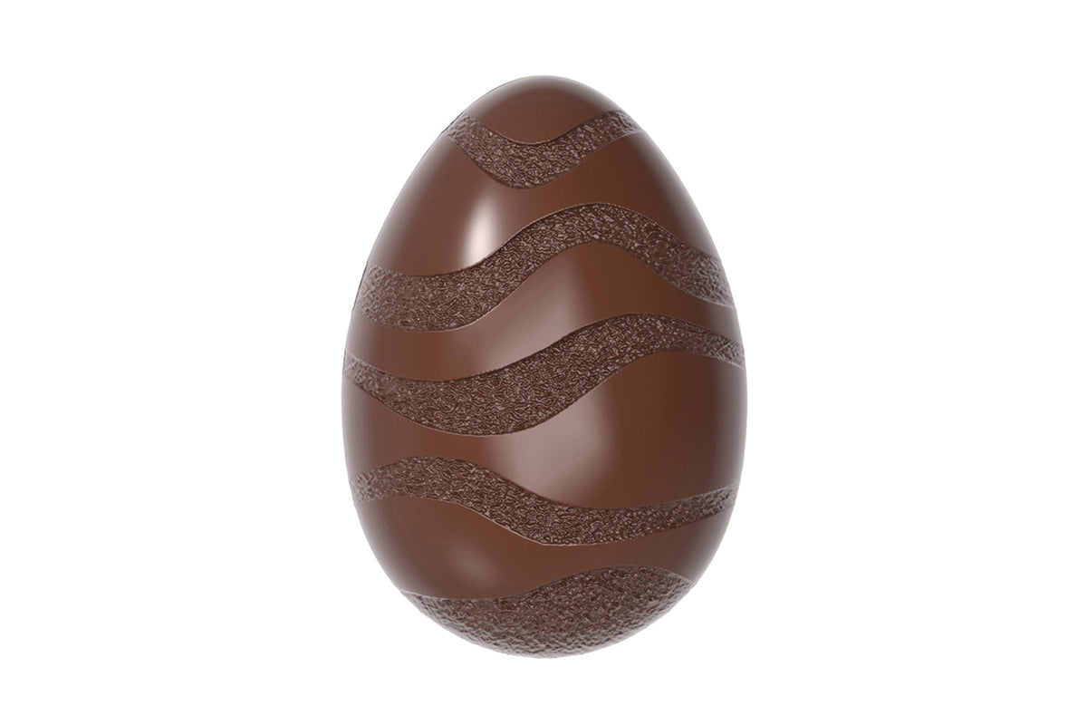 CW12090 - Chocolate World - Egg With Wave Pattern Polycarbonate Mould