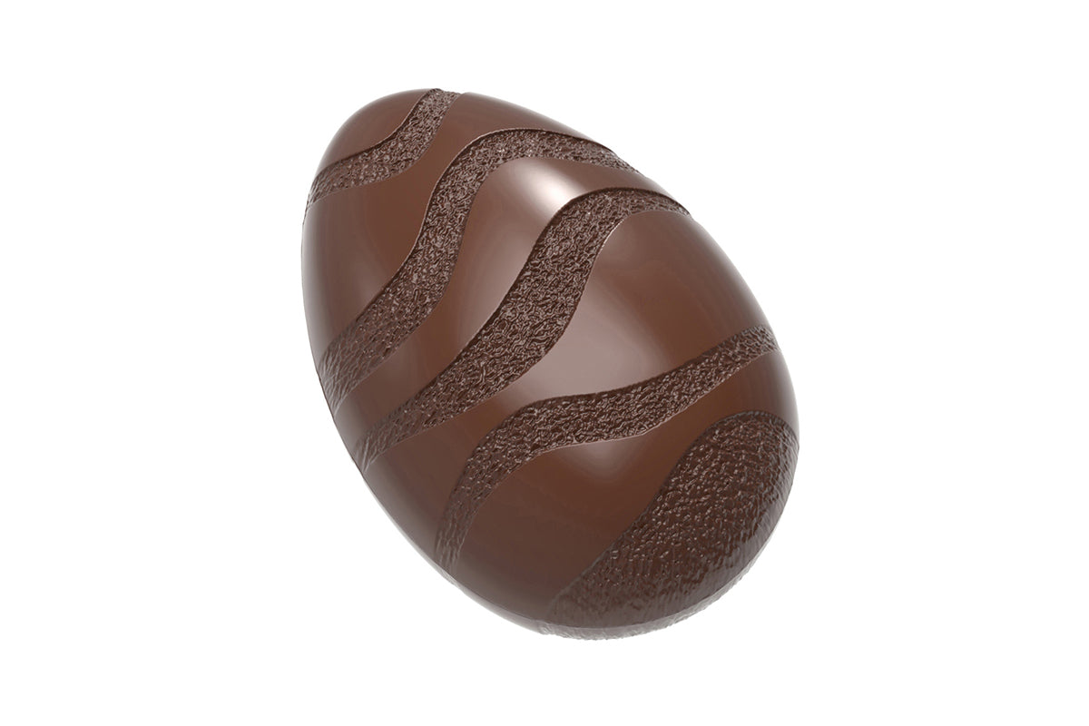 CW12090 - Chocolate World - Egg With Wave Pattern Polycarbonate Mould
