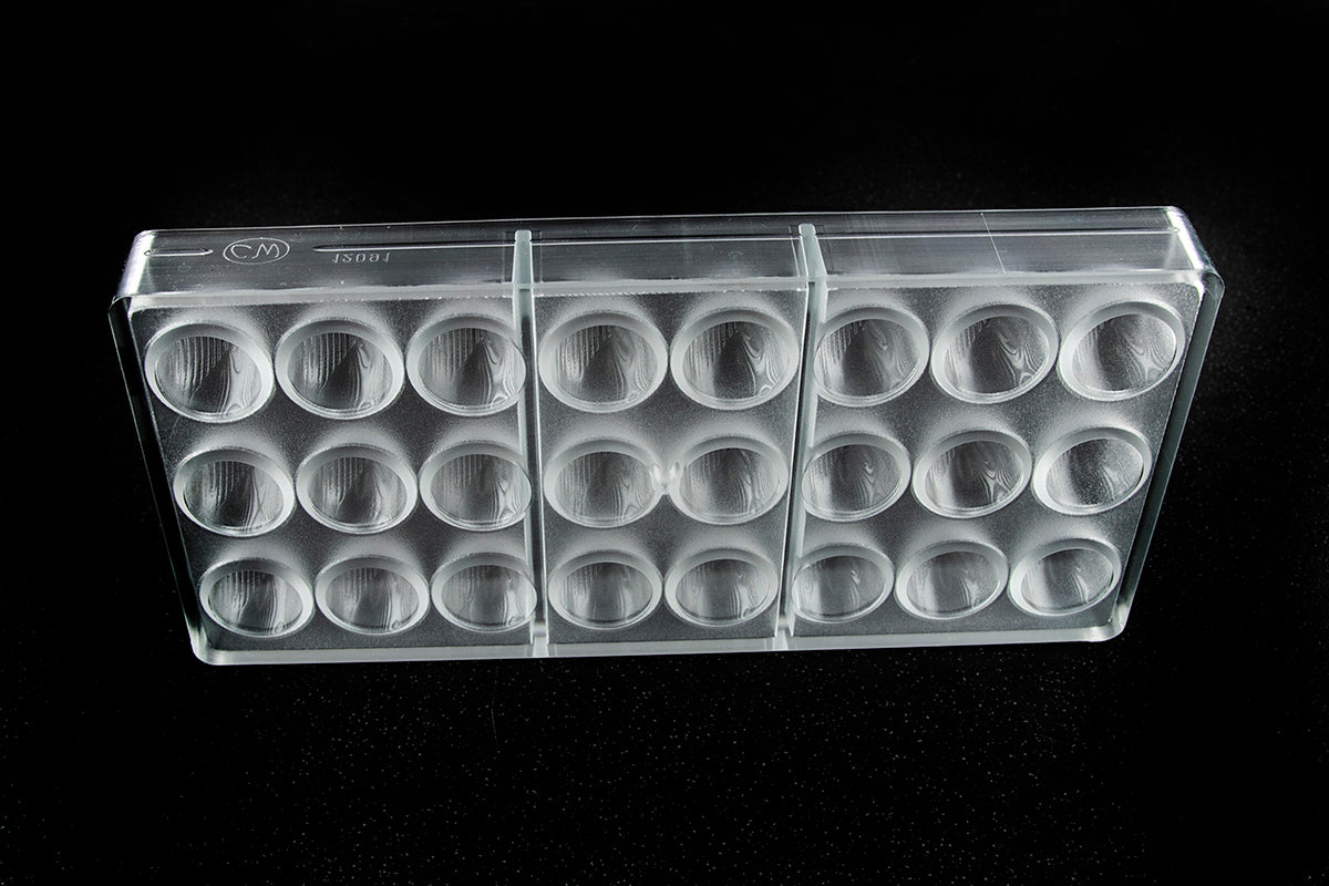 CW12091 - Chocolate World - Half Ribbed American Truffle Polycarbonate Mould