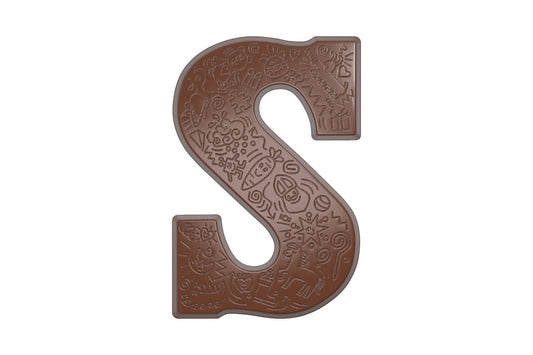 CW12120 - Chocolate World - Letter "S" With Doodles Polycarbonate Mould
