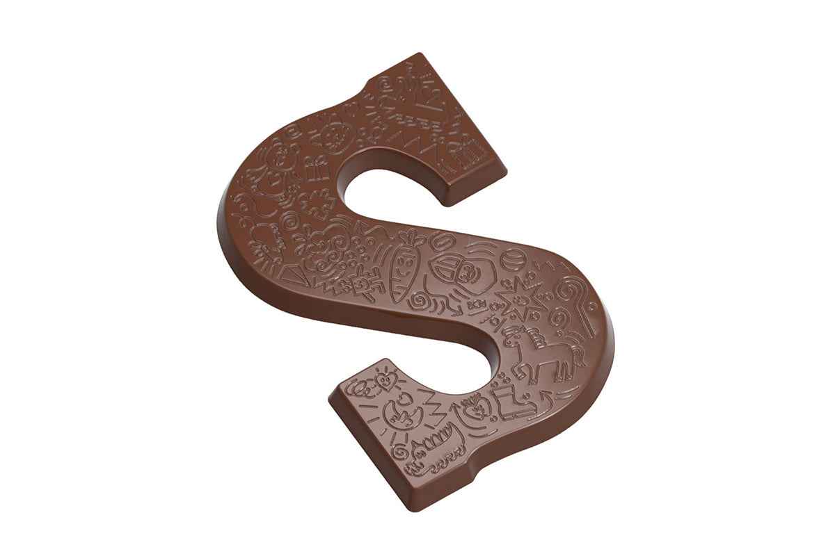 CW12120 - Chocolate World - Letter "S" With Doodles Polycarbonate Mould