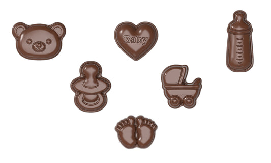 CW12174 - Chocolate World - Caraque Baby Shower 6 Fig. Polycarbonate Mould