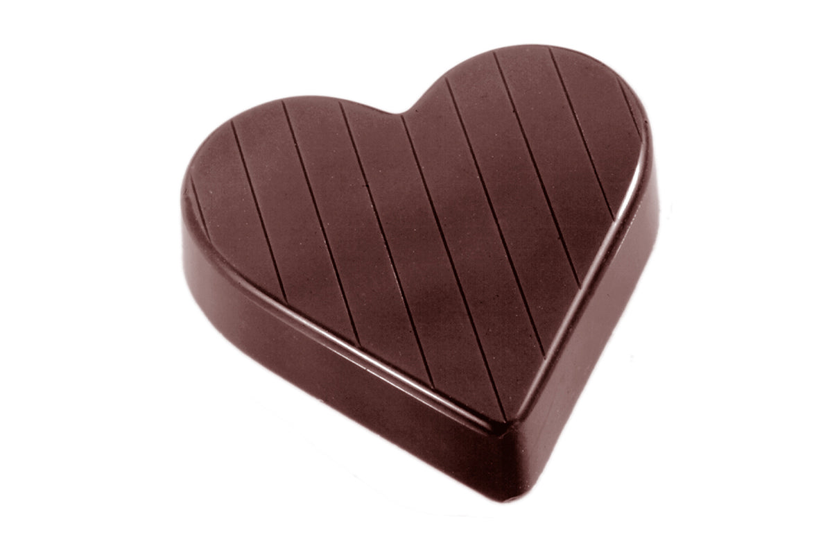 CW1404 - Chocolate World - Heart Striped 52 mm Polycarbonate Mould
