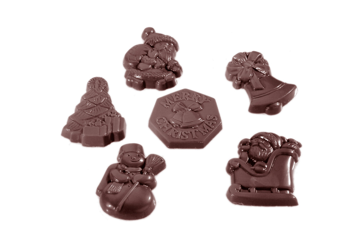 CW1406 - Chocolate World - Caraque Christmas Garnish Polycarbonate Mould
