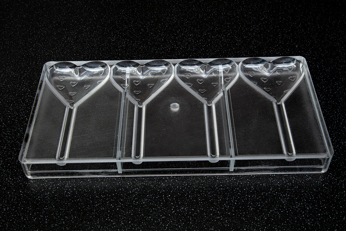CW1480 - Chocolate World - Heart Shaped Lollipop Polycarbonate Mould