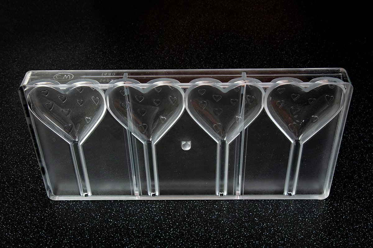 CW1480 - Chocolate World - Heart Shaped Lollipop Polycarbonate Mould
