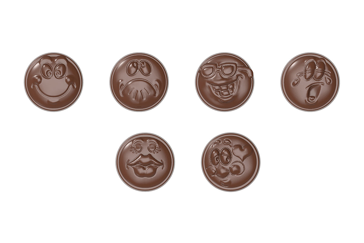 CW1531 - Chocolate World - Smileys 6 Figures Polycarbonate Mould