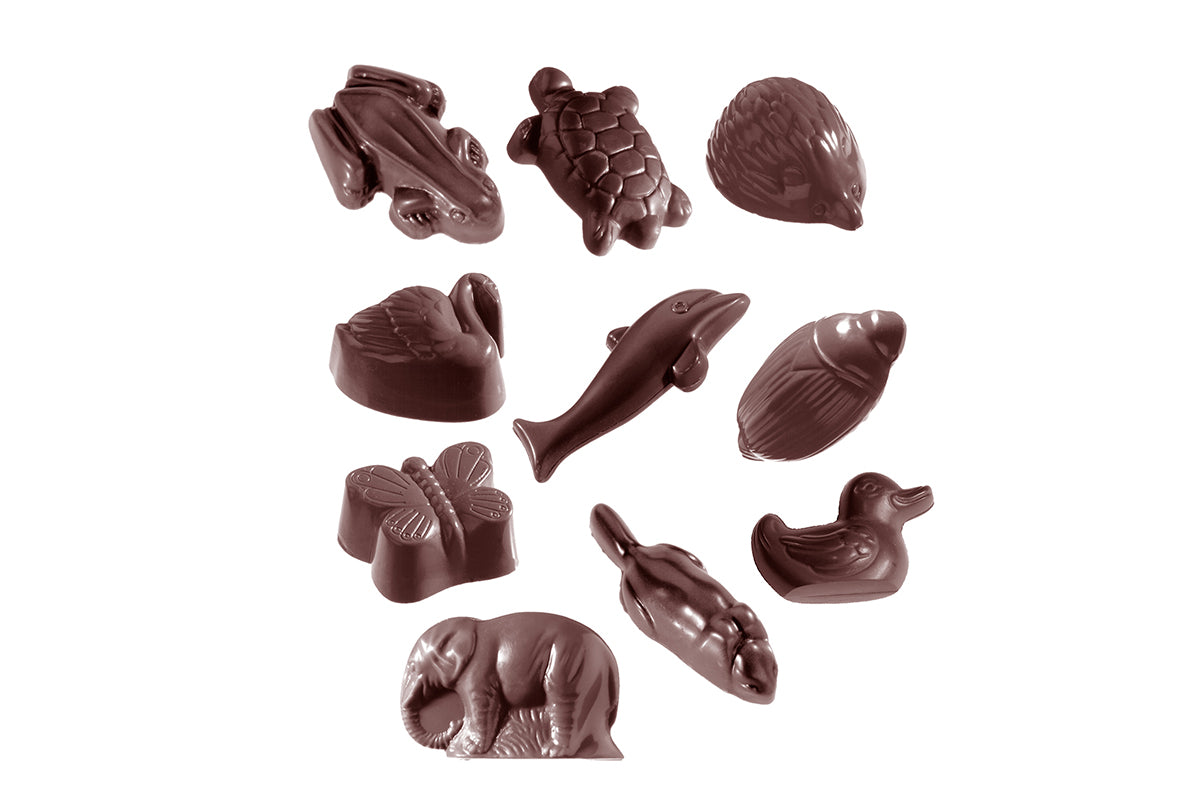 CW1541 - Chocolate World - Animals 10 Figures Polycarbonate Mould