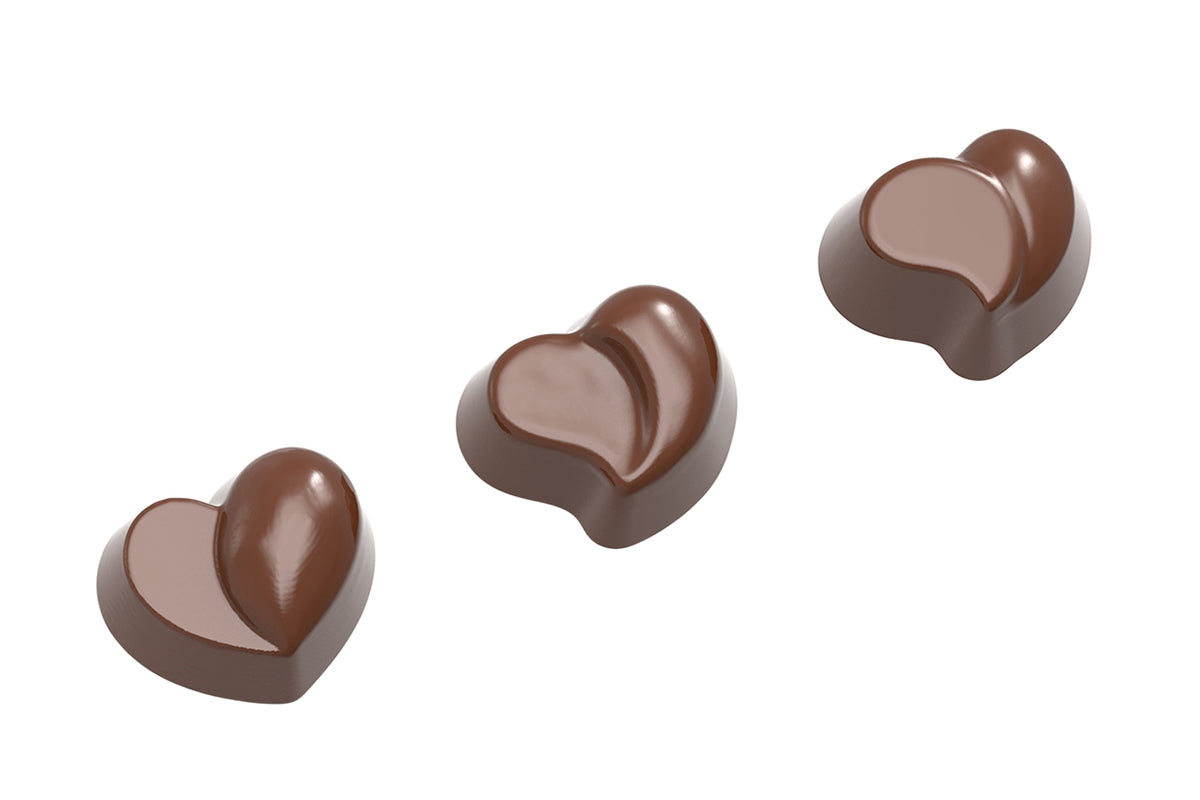 CW1576 - Chocolate World - Heart Modern 3 Figures Polycarbonate Mould