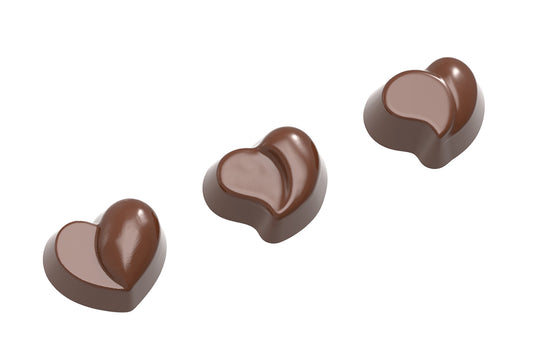 CW1576 - Chocolate World - Heart Modern 3 Figures Polycarbonate Mould