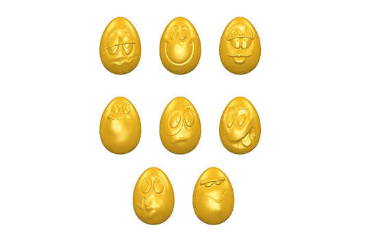 CW1580 - Chocolate World - Egg Smiley 33 mm 8 Figures Polycarbonate Mould