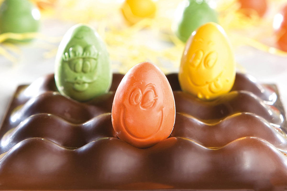 CW1580 - Chocolate World - Egg Smiley 33 mm 8 Figures Polycarbonate Mould