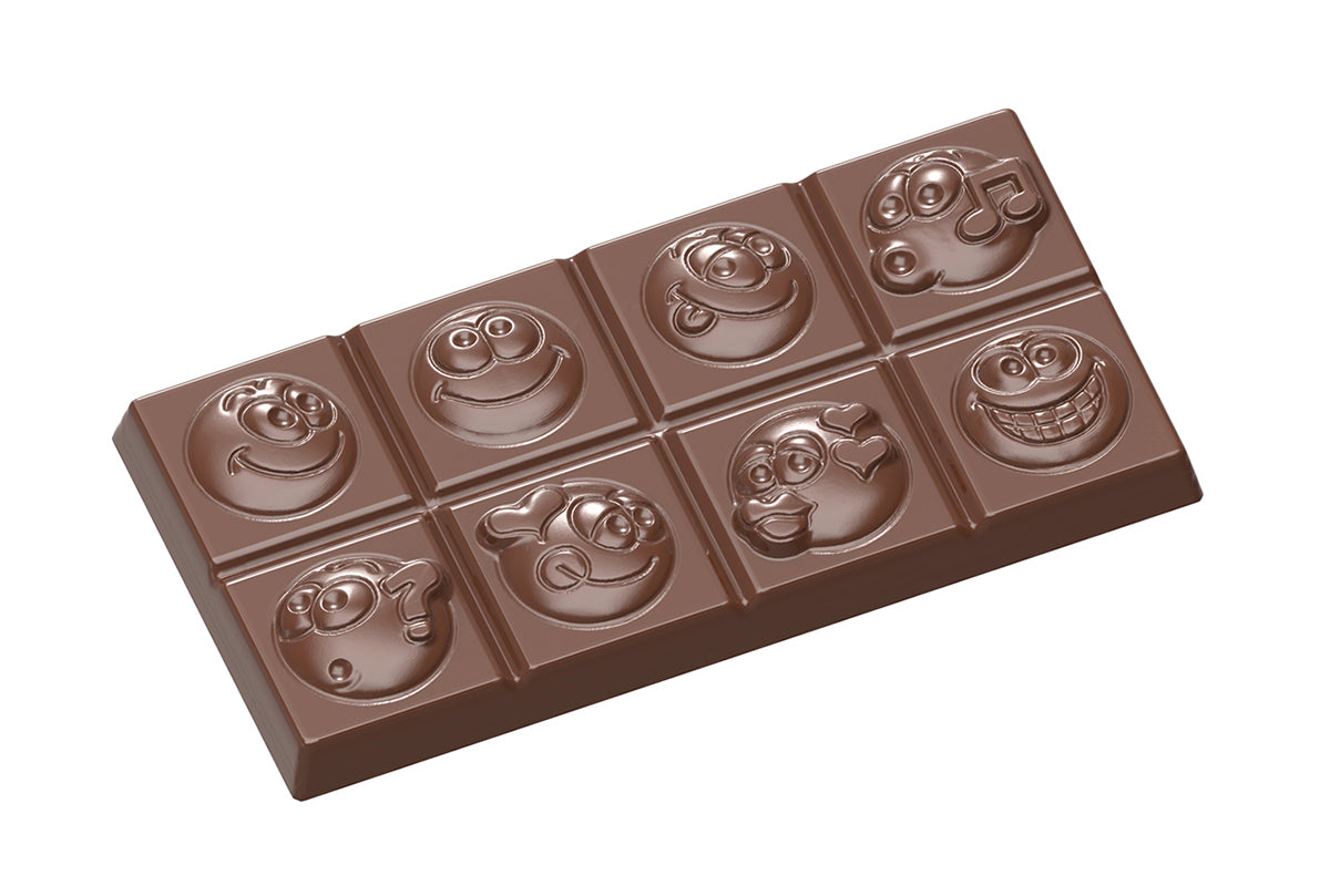 CW1589 - Chocolate World - Chocolate Tablet Smiley Polycarbonate Mould