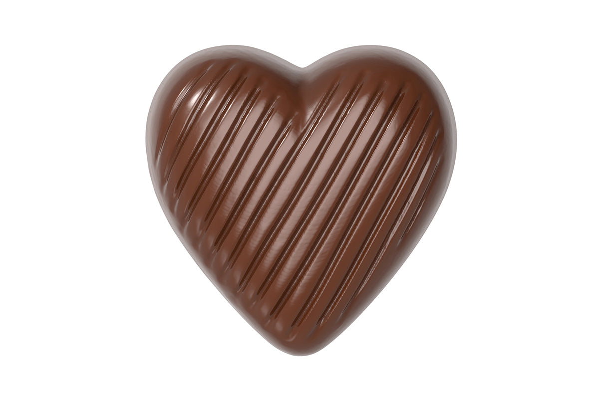 CW1599 - Chocolate World - Chocolate Striped Heart Polycarbonate Mould