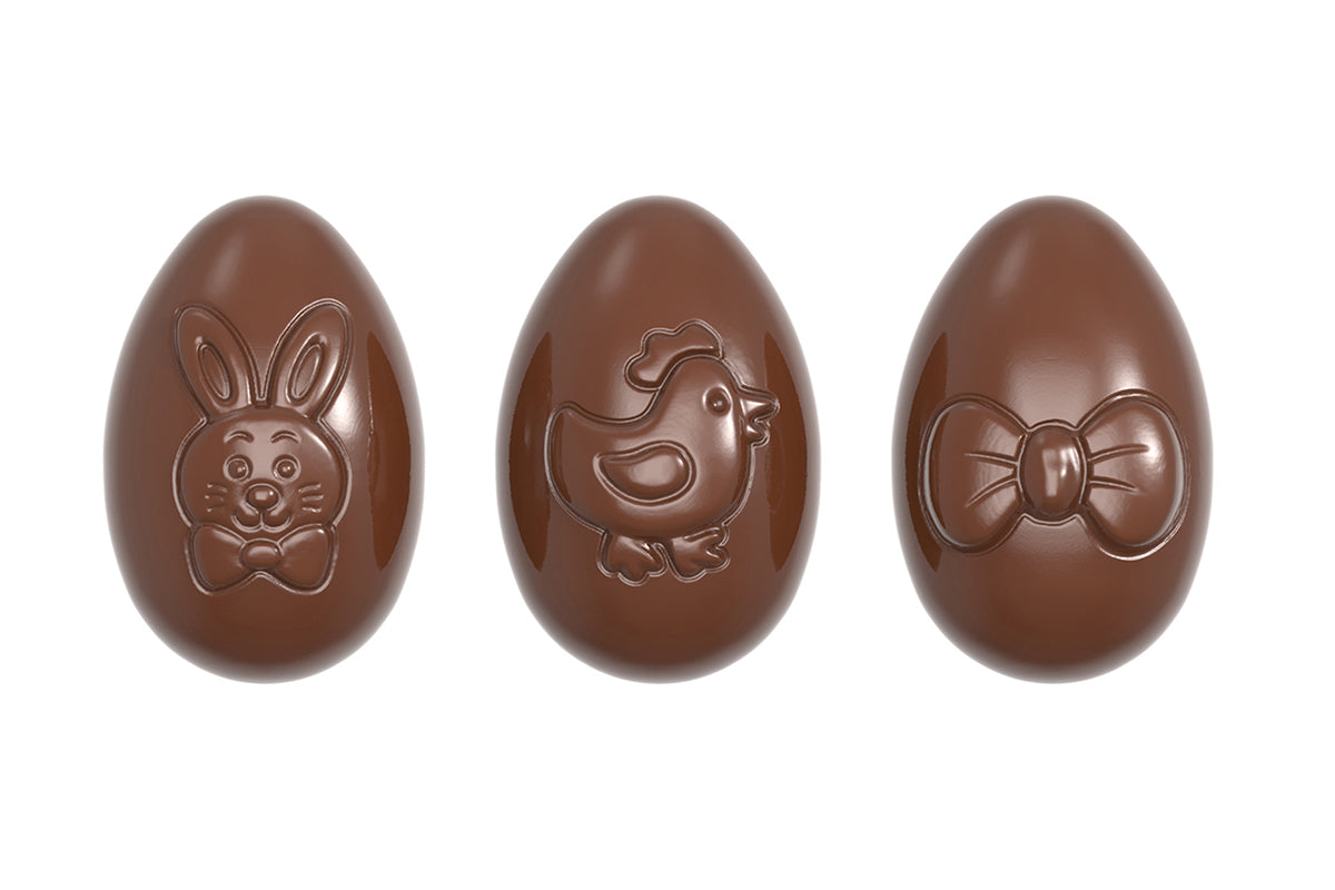 CW1664 - Chocolate World - Playfull Egg 3 Figures Polycarbonate Mould