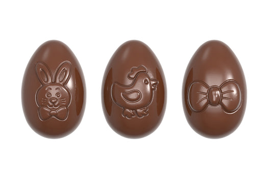 CW1664 - Chocolate World - Playfull Egg 3 Figures Polycarbonate Mould