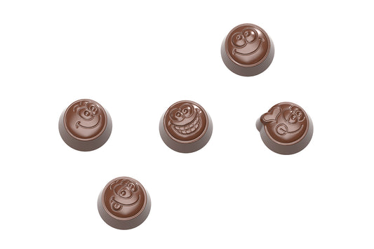 CW1671 - Chocolate World - Smiley Praline 5 Figures Polycarbonate Mould