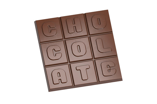 CW1685 - Chocolate World - Square Tablet "Chocolate" Polycarbonate Mould