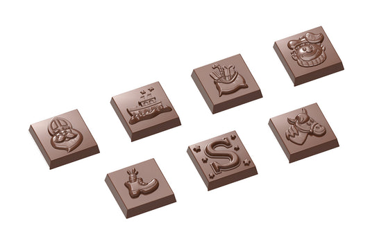 CW1688 - Chocolate World - Caraque St Nicholas 7 Fig Polycarbonate Mould