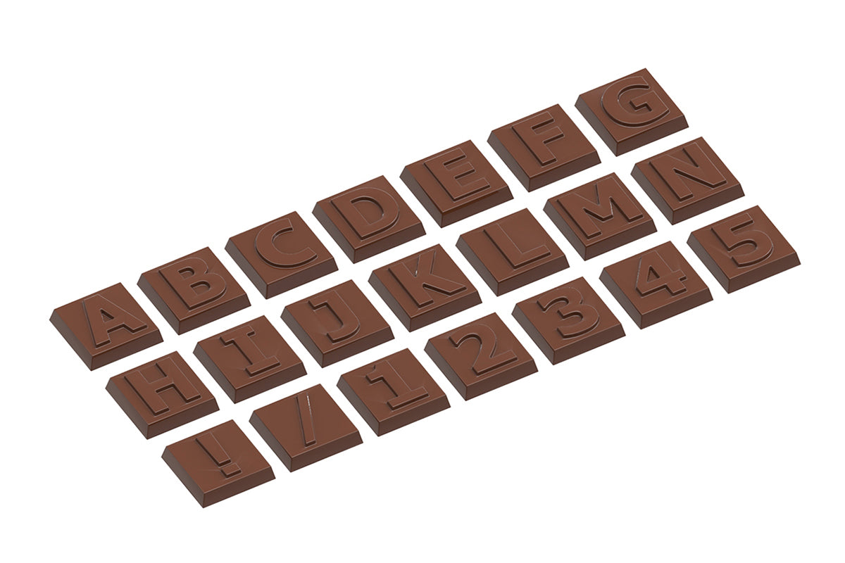CW1742 - Chocolate World - Caraque Part 1 Alfabet 21 Fig Polycarbonate Mould