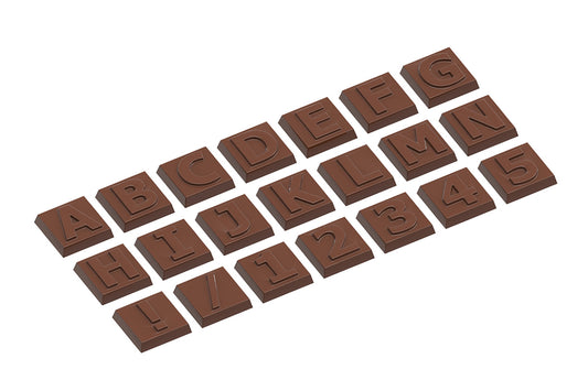 CW1742 - Chocolate World - Caraque Part 1 Alfabet 21 Fig Polycarbonate Mould
