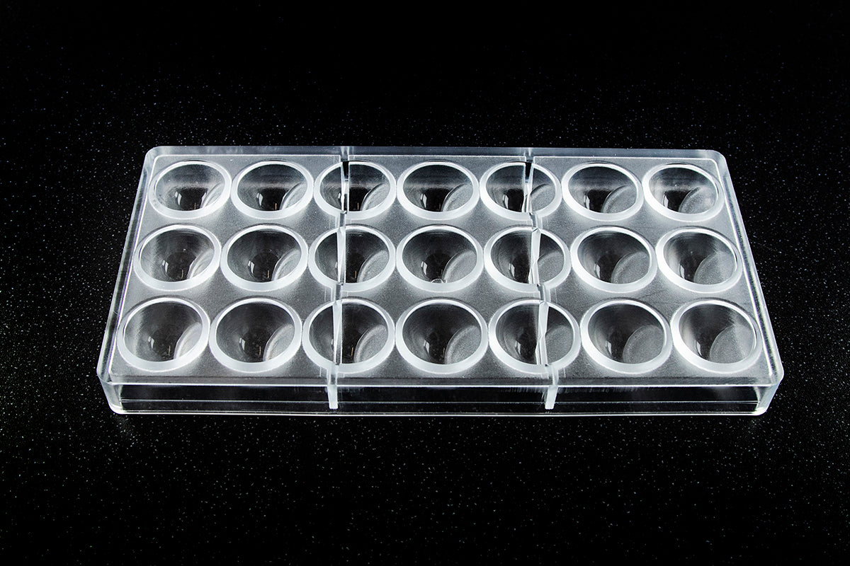 CW1846 - Chocolate World - Half Sphere Flat Side Polycarbonate Mould