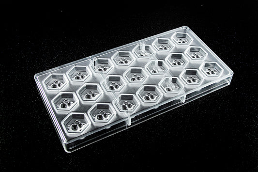 CW1858 - Chocolate World - Bee On Hexagon Polycarbonate Mould